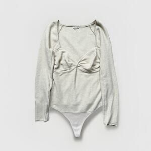 Intimately Free People Fleece Babydoll Bodysuit One Piece Top Sz S Tan Ballerina